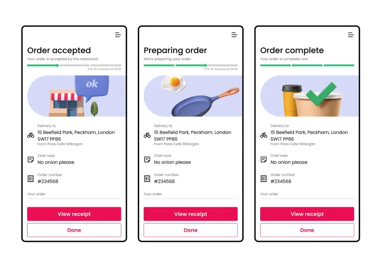 Tracking the progress of orders in app with Order Status