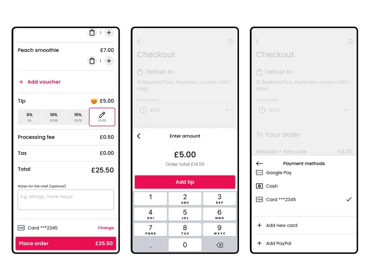 Revamped checkout pagesmoother experience with easier tipping