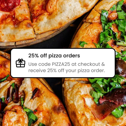 Tonys Pizza website home page with offer