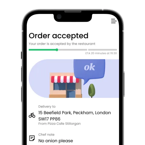 Phone showing order accepted
