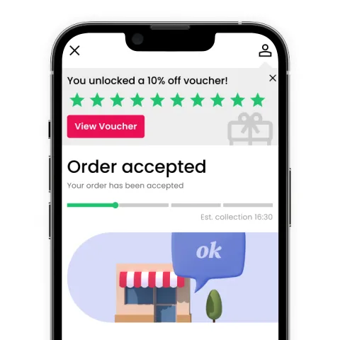Order accepted message on i Phone