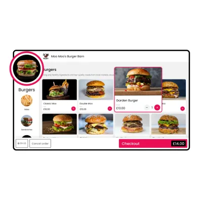 Burger zoomed in on menu