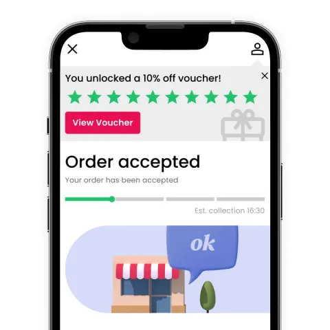 Order accepted message on i Phone us