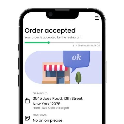 I Phone showing order accepted us