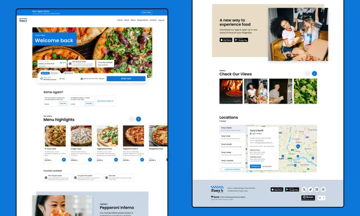 Homepage designs on blue