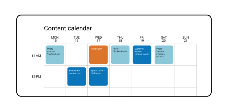 A calendar of content
