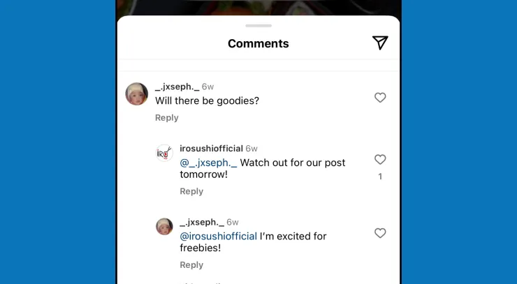 Comments on instagram post
