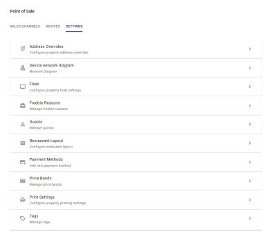 Point of Sale settings tab