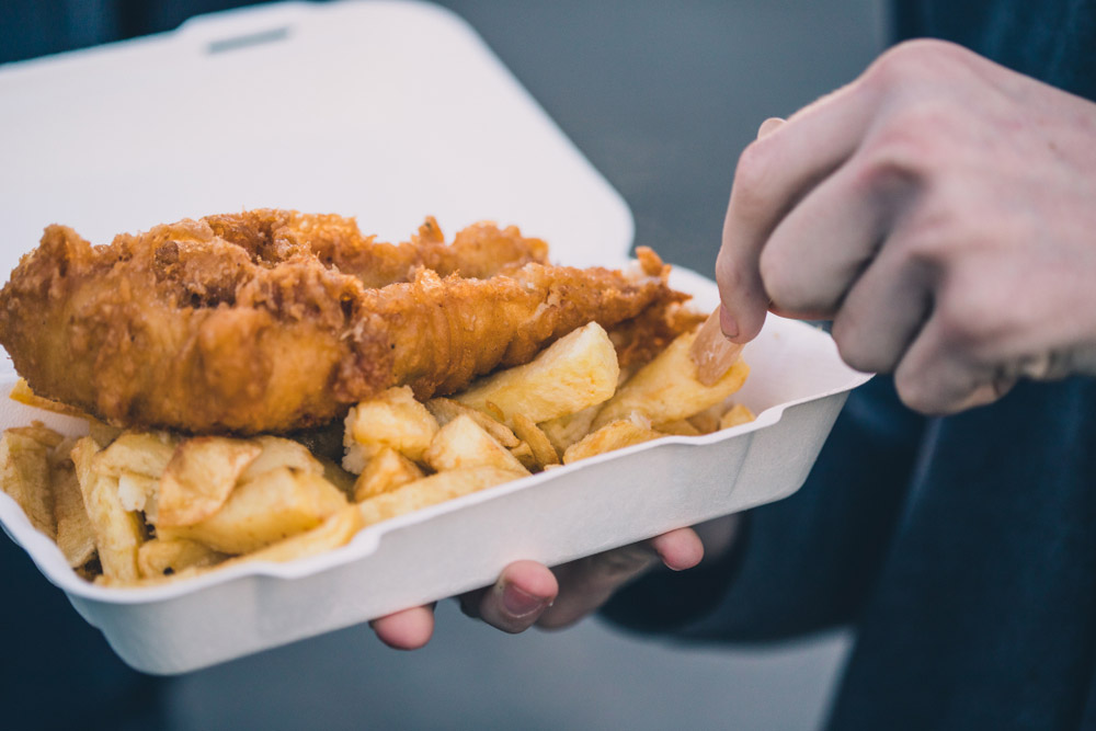 Fish and chip shop meal eat