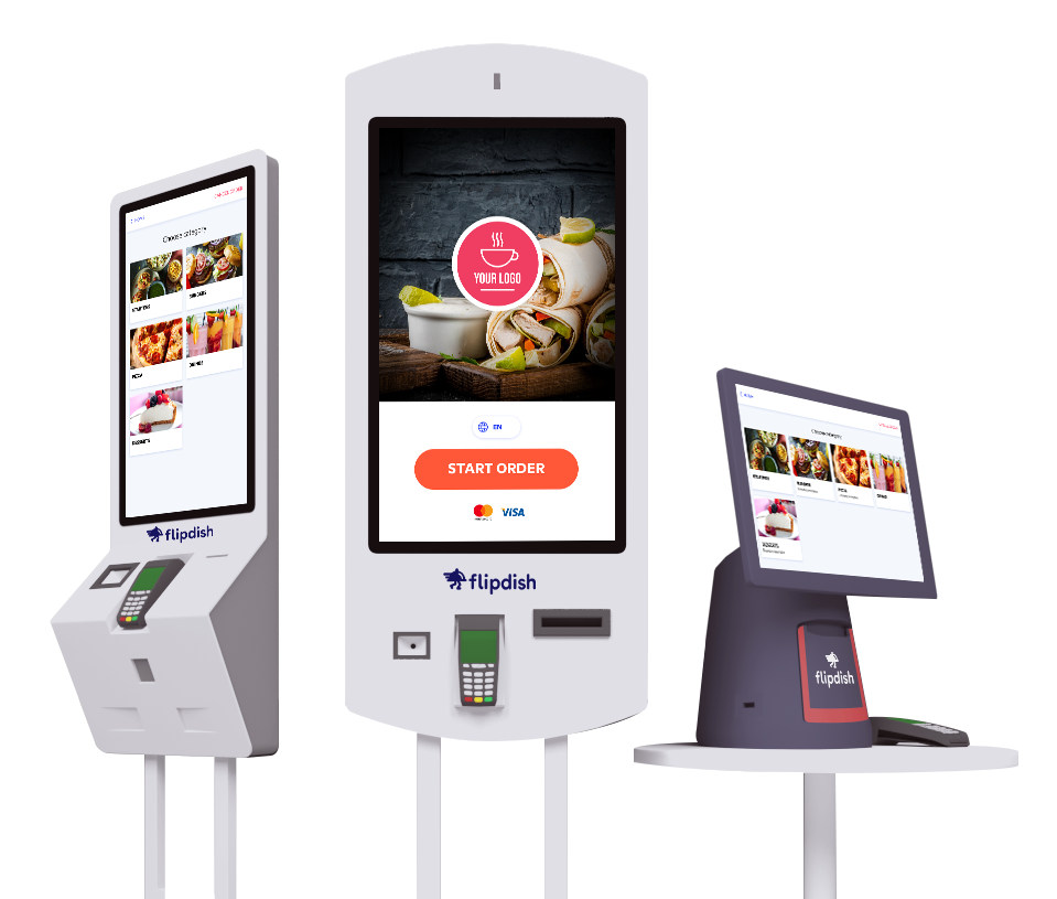 Flipdish Self ordering kiosks available in three sizes