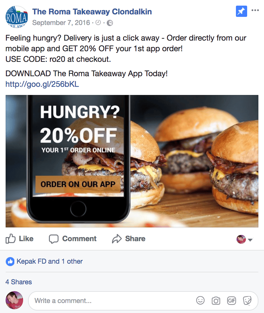 Tips in Action to Roma tips to Increase Online Restaurant Orders with Facebook