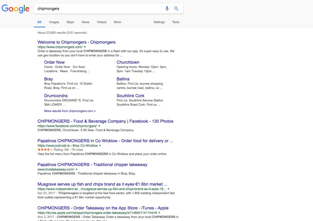 google search my business flipdish takeaways