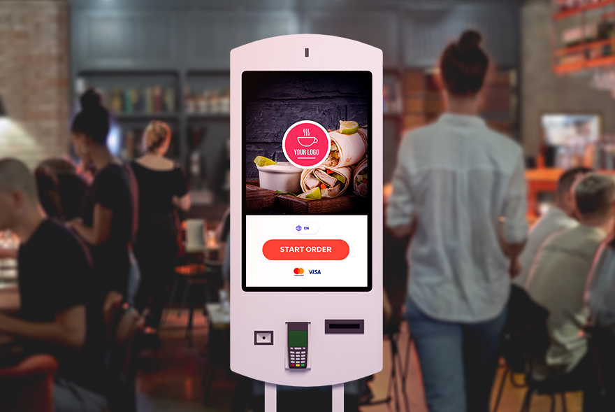 A self service kiosk in a restaurant, example of a restaurant gone digital to boost profits