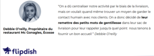 Suggestion par un client Flipdish avec une plateforme de commande en ligne pour rajouter une petite touche humaines lorsque vous effectuez un service de livraison
