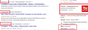 Publicité sur une plateforme de commande en ligne