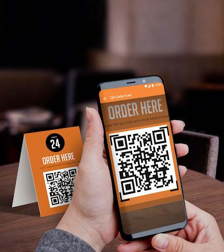 Contactless table ordering in a bar or restaurant